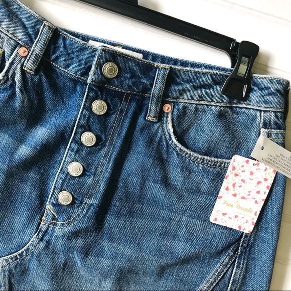 Free People We The Free Denim Skirt Jean Sz 30 - Picture 6 of 8